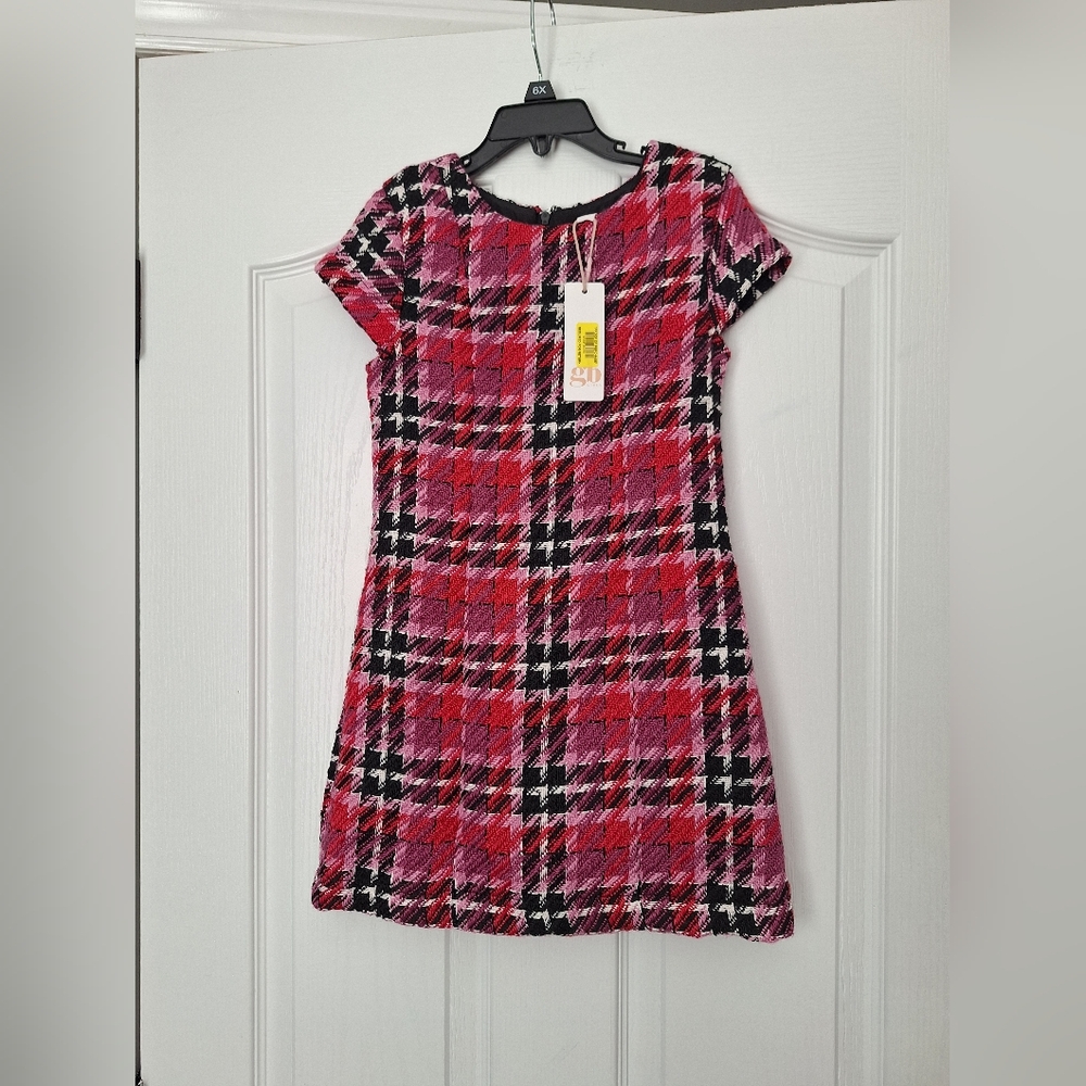 GB Girls Pink Red and Black Plaid Dress